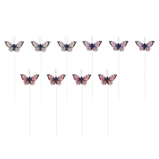 12 Packs: 10 ct. (120 total) Pink Feather Butterflies by Ashland®